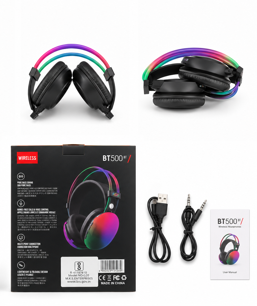 BT500 BT RGB Wireless Headphones