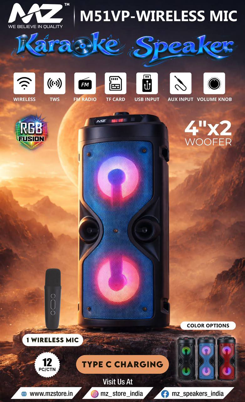 MZ M51VP Wireless Karaoke Speaker with Wireless Microphone