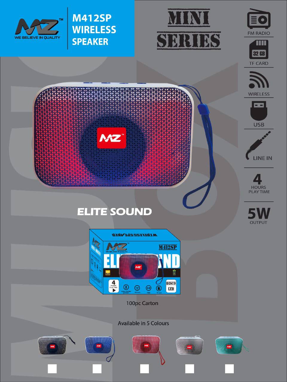 MZ M412SP Mini Wireless Speaker – 5W Portable Bluetooth Speaker