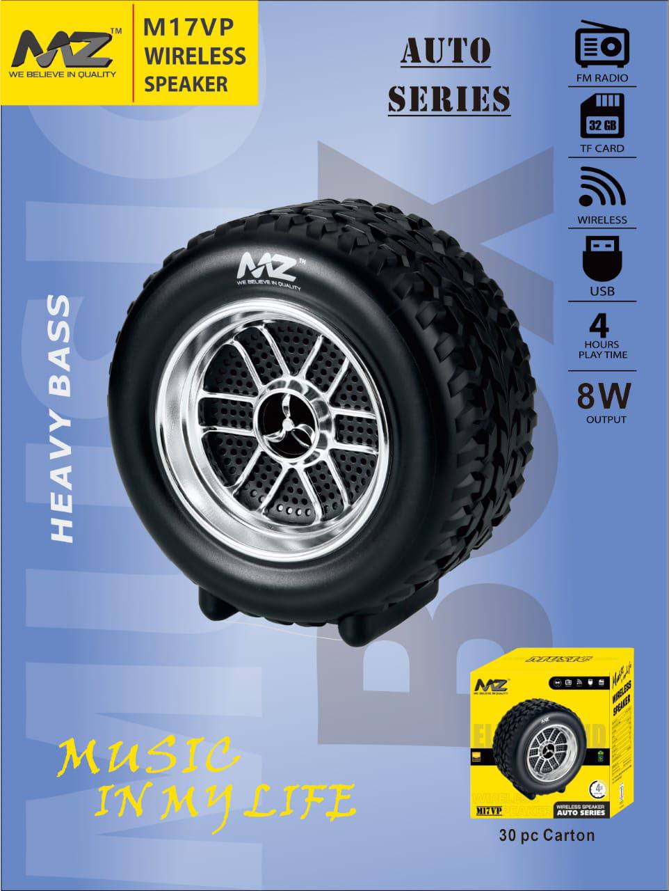 MZ M17VP Auto Series Wireless Speaker – 8W Portable Bluetooth Speaker